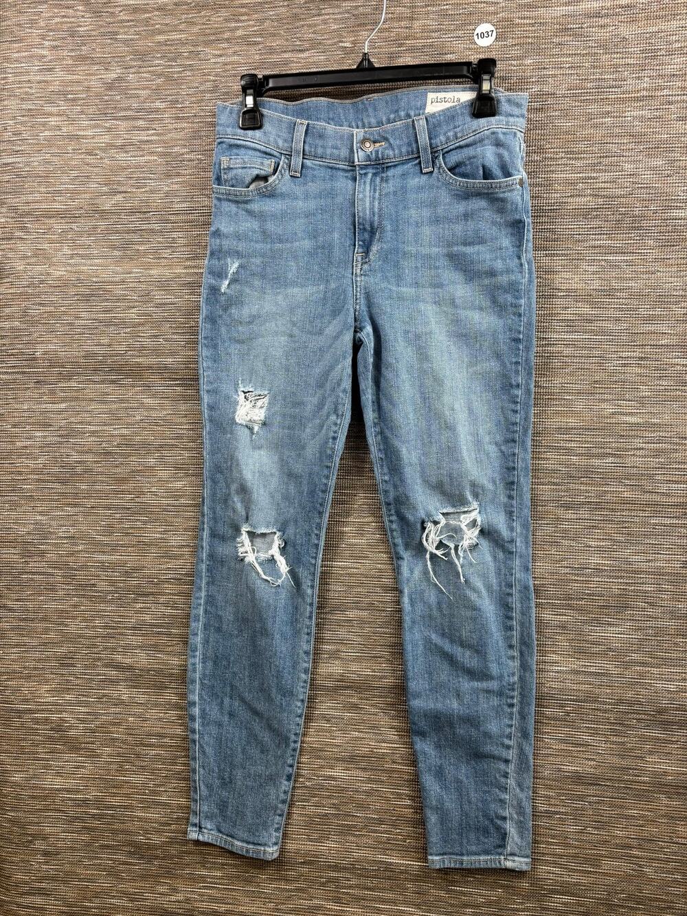 Pistola Jeans Womens 28 Light Wash Distressed Mid Rise Skinny Stretch Denim USA